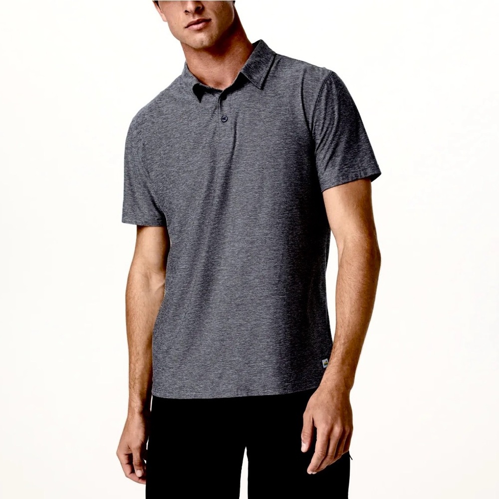 Vuori Men's Strato Tech Polo Charcoal‎ Heather Shirt